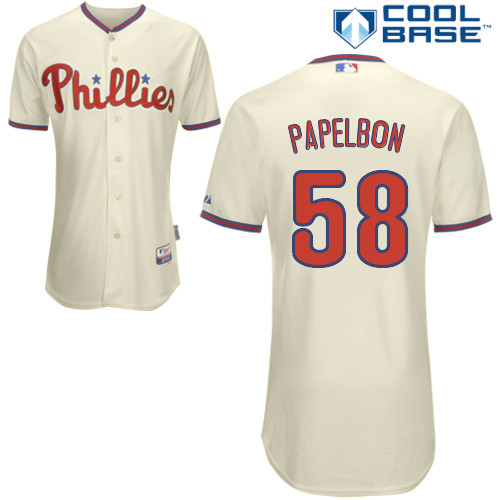 Jonathan Papelbon #58 Youth Baseball Jersey-Philadelphia Phillies Authentic Alternate White Cool Base Home MLB Jersey